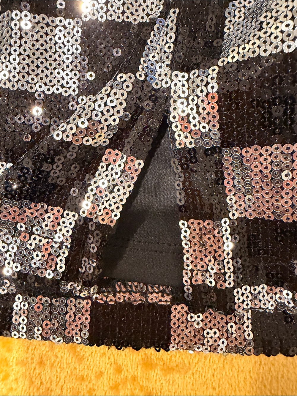 Madden NYC Black & Silver Sequin Checker Mini Skirt - Picture 5 of 6